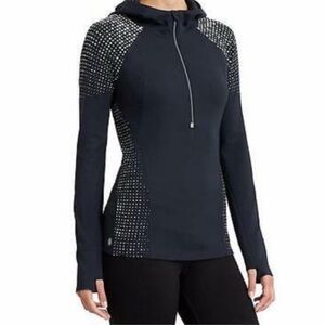 NWOT athleta pullover hoodie navy blue color with reflective dots size small